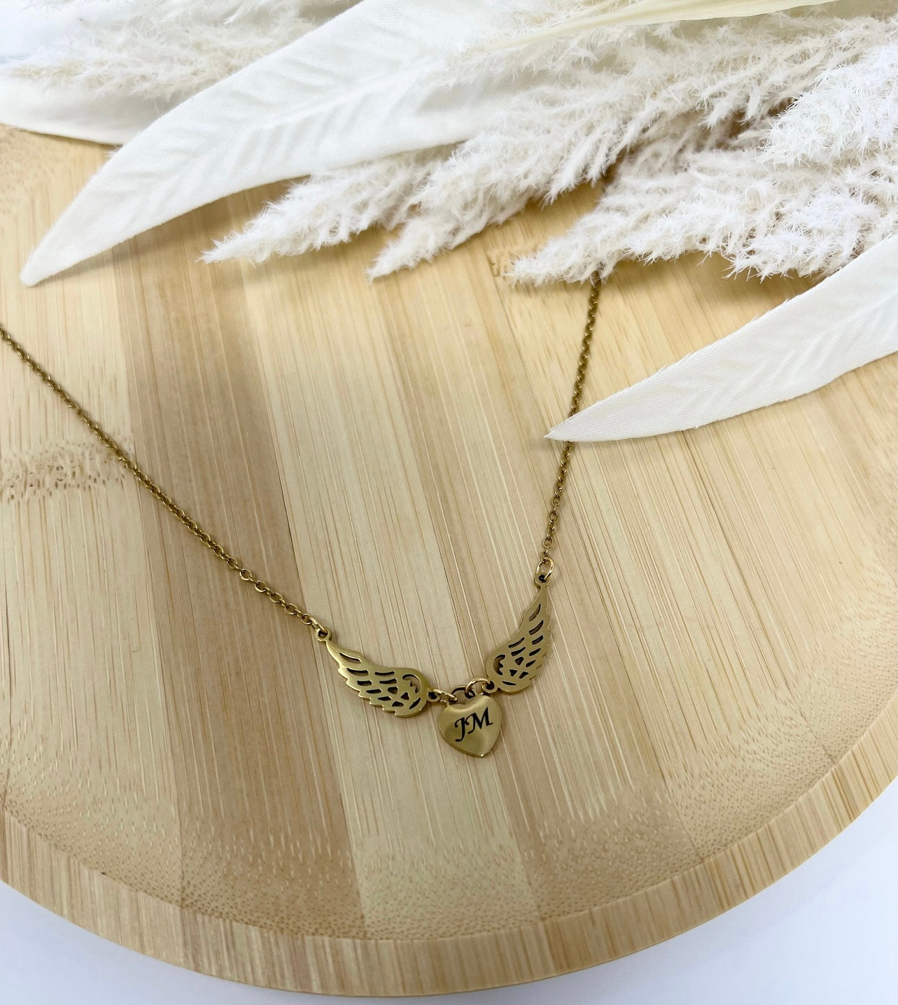 Jimin 'Angel' Gold Engraved Necklace