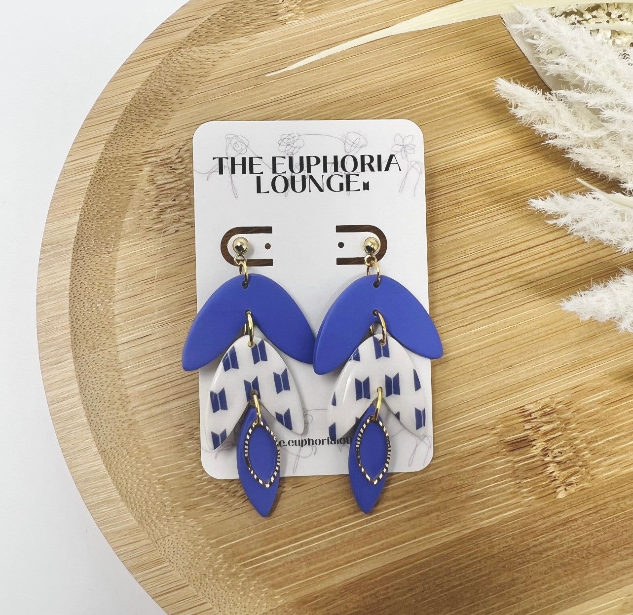 BTS Logo Matte Purple Leaf Earrings