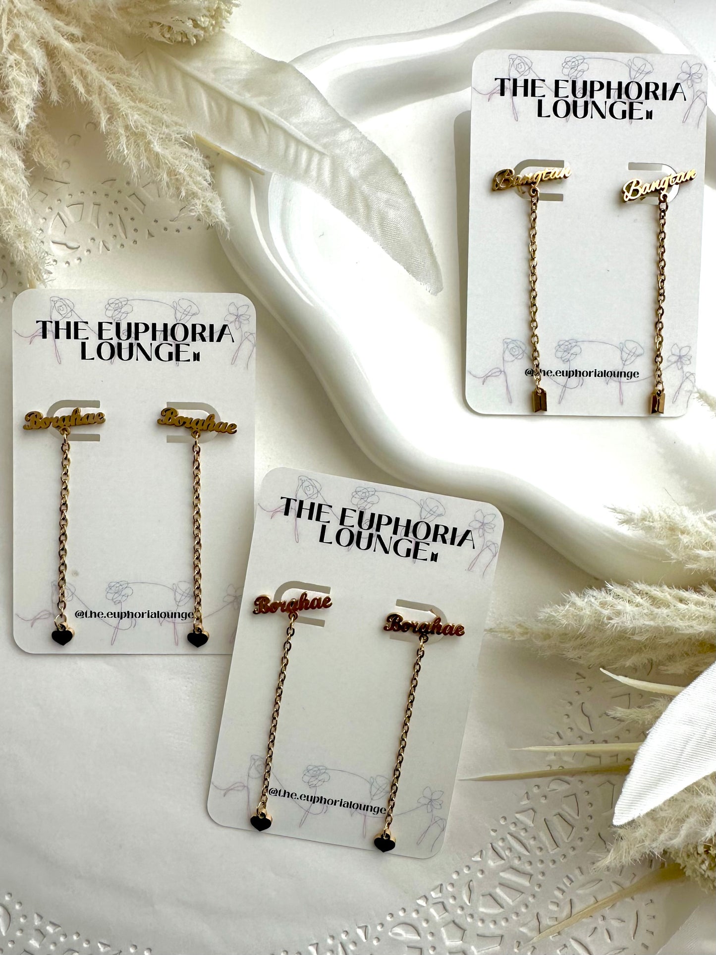 Bangtan | Borahae Dangle Chain Earrings