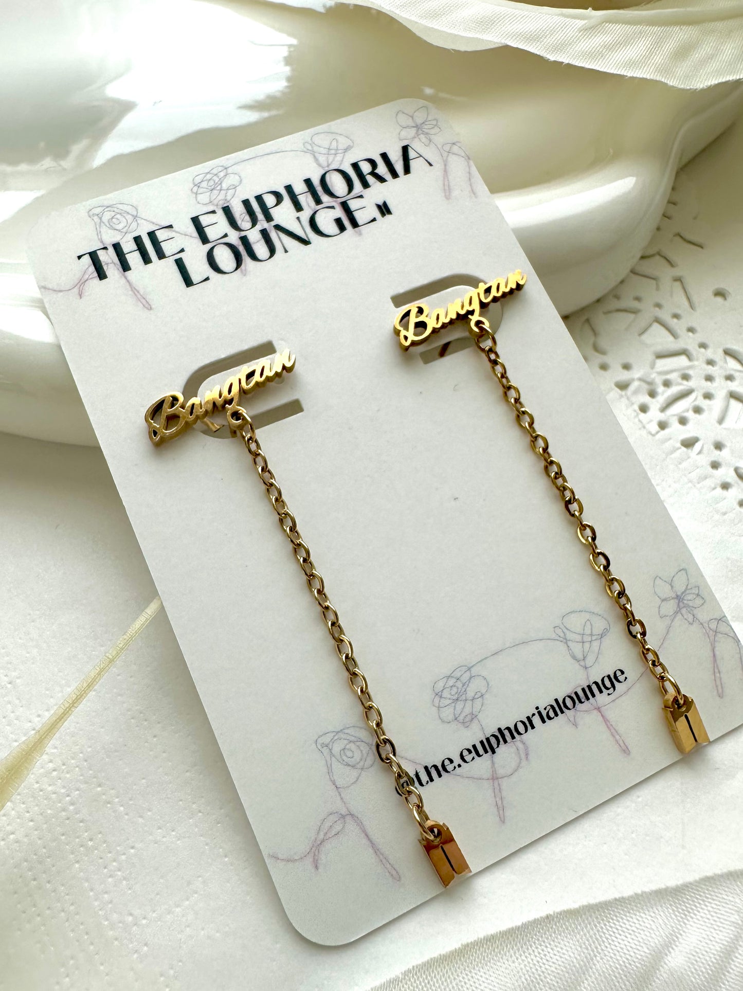 Bangtan | Borahae Dangle Chain Earrings