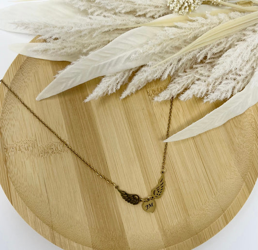 Jimin 'Angel' Gold Engraved Necklace