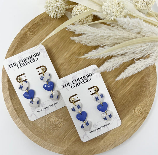 BTS Logo Earrings | Purple Tri-Heart Dangle